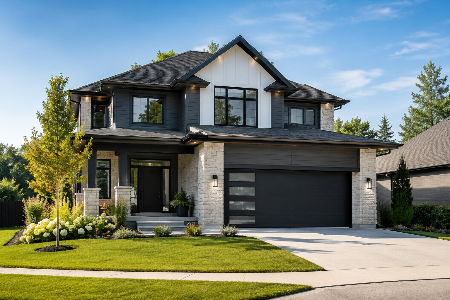 Calculator, coins and house model representing finance